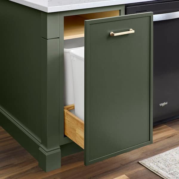 Leyton 18 in W x 24 in D x 34.5 in H Ready to Assemble Plywood Slim Shaker Double Trash Can Cabinet in Fern Green