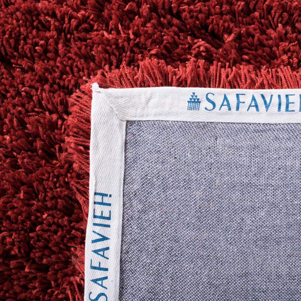 Rust Hand-Tufted Synthetic Shag Area Rug 3' x 5'