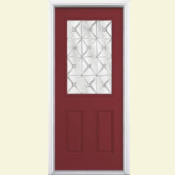 Masonite St Pauls Half Lite Painted Smooth Fiberglass Prehung Front Door with Brickmold-DISCONTINUED