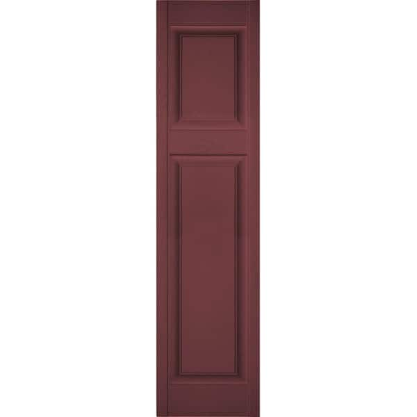 Ekena Millwork 12 in. x 71 in. Lifetime Vinyl Custom Offset Raised Panel Shutters Pair Wineberry