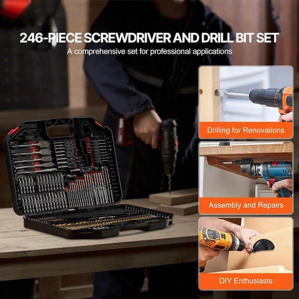 SKYSHALO Drill Bit Set, (246-Pieces) Drill and Driver Bit Set