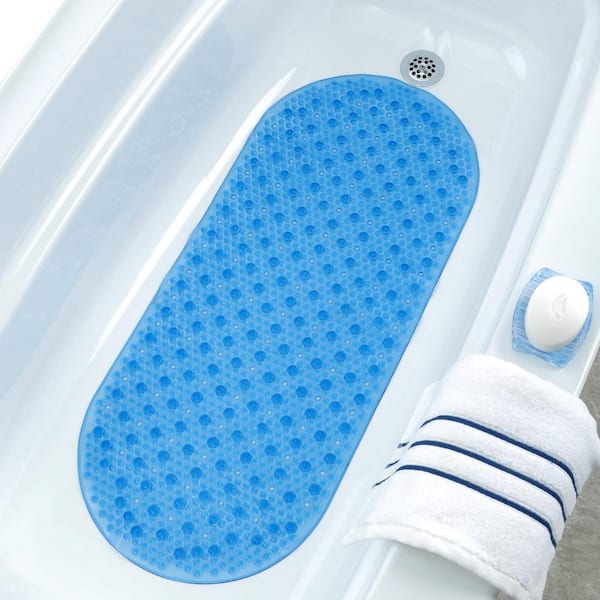 15 in. x 35 in. Bubble Bath Mat in Blue