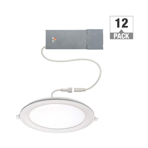 8 in. Canless Integrated LED Recessed Light Trim w/ Night Light 650lm Adjustable CCT New Construction Remodel (12-Pack)