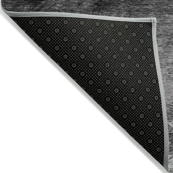 Gray, Charcoal, Silver 3 ft. x 5 ft.  Woven Abstract Polyester Rectangle Indoor / Outdoor Area Rug