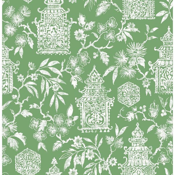 NuWallpaper Green Danson Peel and Stick Wallpaper Sample