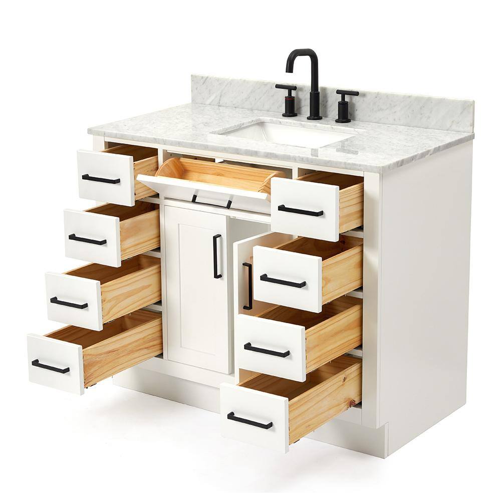 Hepburn 43" White Marble Top Single Basin Vanity