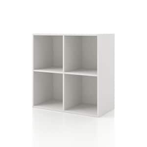 Quincy 23.7 in. Tall Stackable White Engineered wood 4-Shelf Modern Modular Bookcase