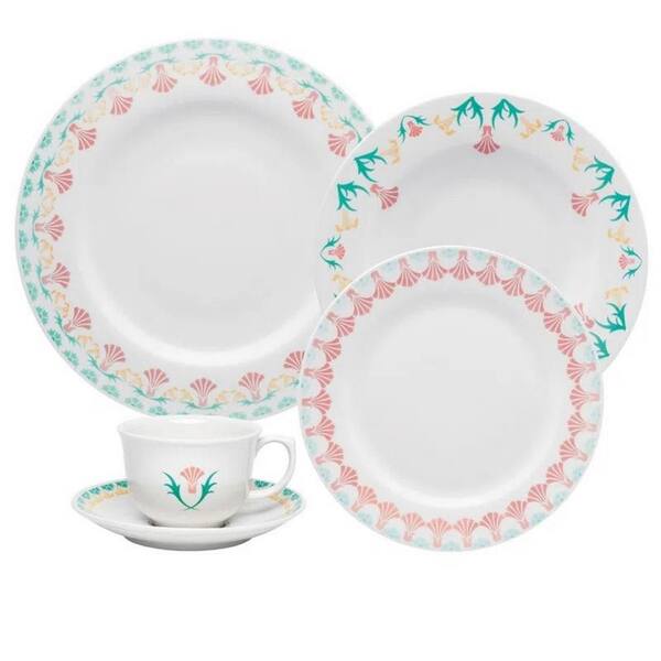 Oxford Flamingo Duchess Multi-Colored 30-Piece Porcelain Dinnerware Set (Service for 6)