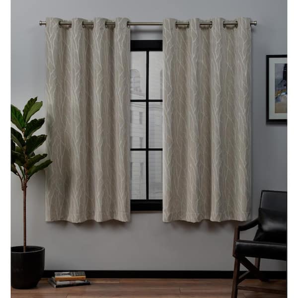 EXCLUSIVE HOME Forest Hill Linen Nature Woven Room Darkening Grommet Top Curtain, 52 in. W x 63 in. L (Set of 2)