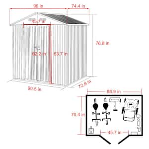 8 ft. W x 6 ft. D Metal Outdoor Storage Shed 48 sq. ft., Gray
