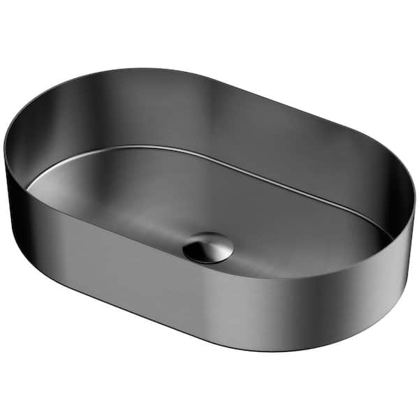 Karran CCV400 21-5/8 in . Stainless Steel Vessel Bathroom Sink in Gray Gunmetal Grey