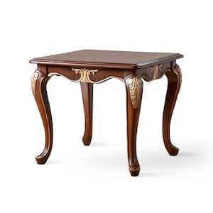 Gantry 28.5 in. Dark Cherry Rectangle Wood End Table with Gold Accents