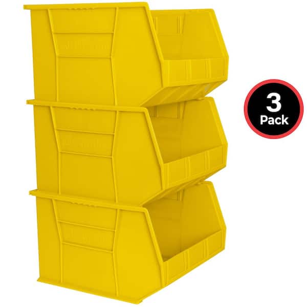 30270 Series, 16 1/2 in. W x 18 in. D x 11 in. H, Yellow Plastic Stackable Storage Bins Hanging Organizer, 3-Pack