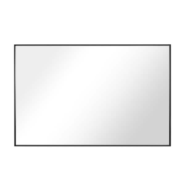 GETLEDEL 30 in. W x 20 in. H Modern Medium Rectangular Aluminum Framed Wall Mounted Bathroom Vanity Mirror in Black