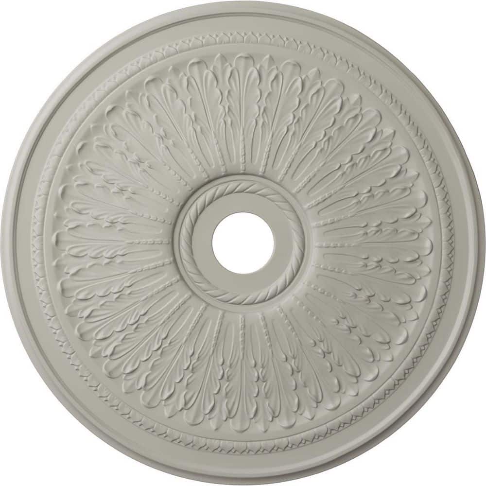 Ekena Millwork 1 in. x 29-1/8 in. x 29-1/8 in. Polyurethane Oakleaf Ceiling Medallion, Pot of Cream