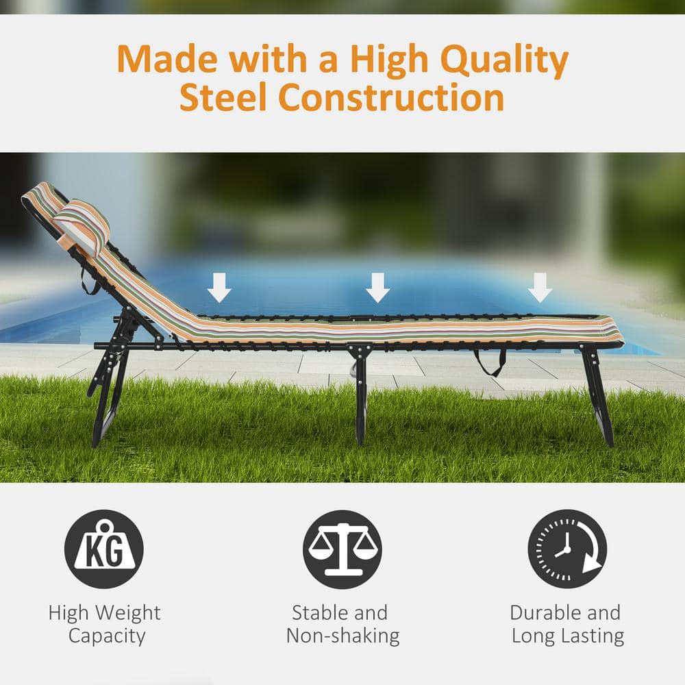 Colorful Steel Armless Outdoor Chaise Lounge with Cushions