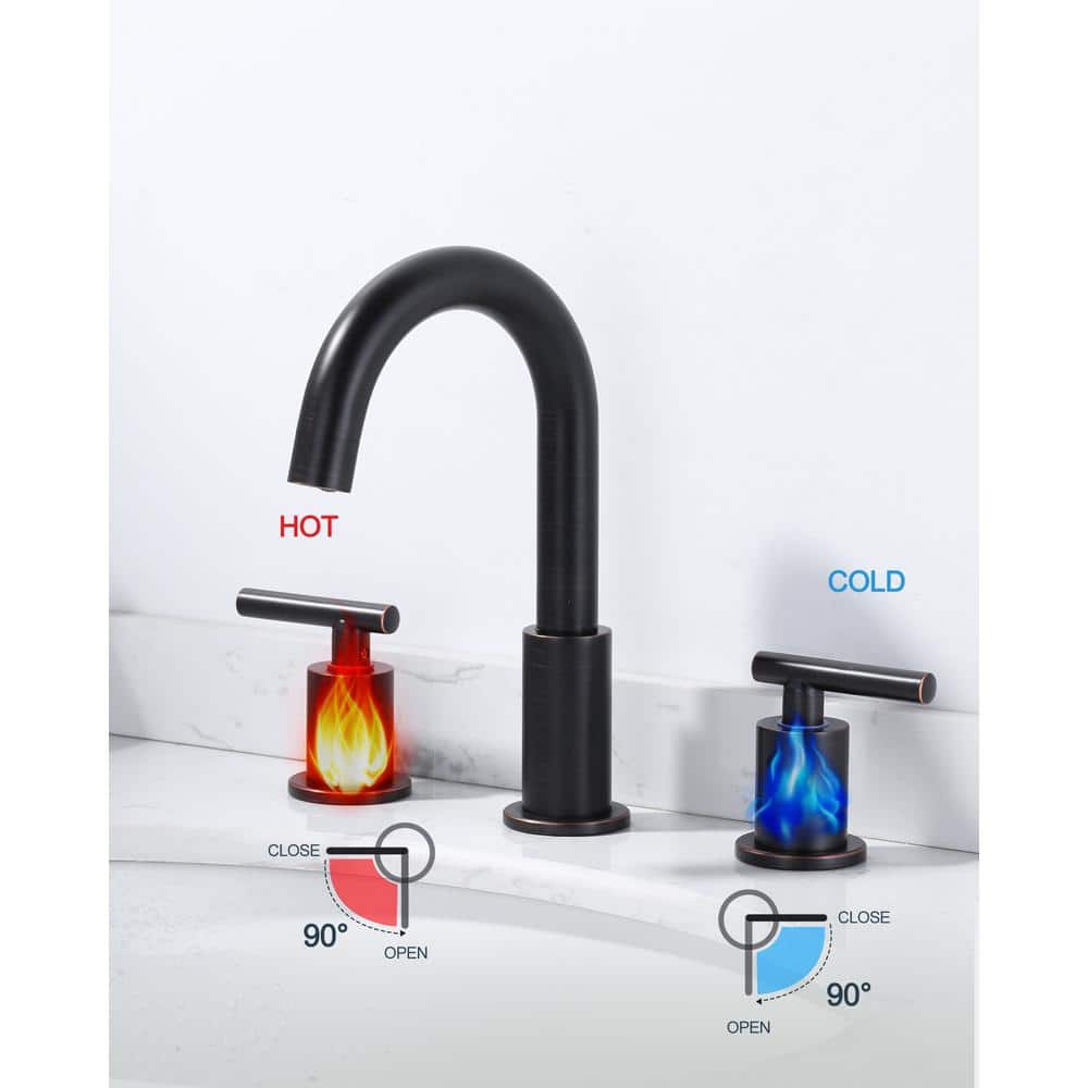 Oil Rubbed Bronze 8-Inch Widespread Bathroom Faucet with Pop-Up Drain