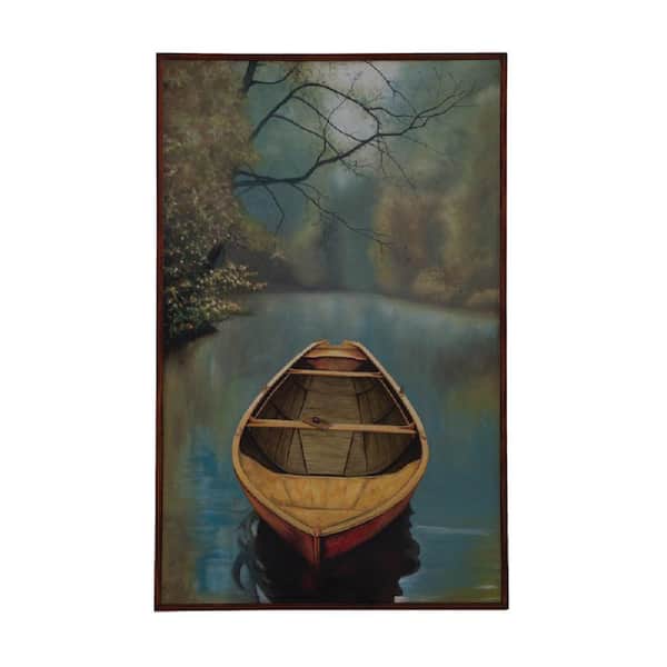 Guildmaster 48 in. x 30 in. "River Boat" Framed Hand Painted Canvas Wall Art