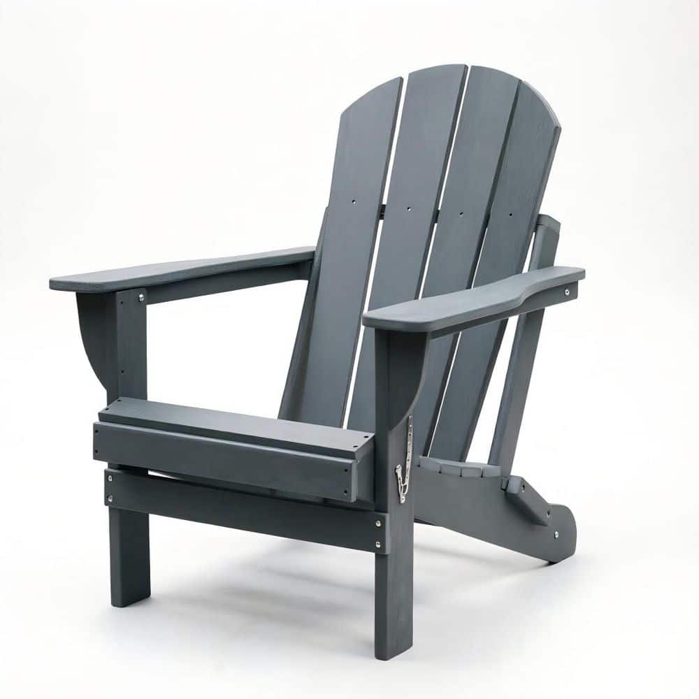 Grey Wood-Like HDPE Composite Adirondack Folding Chair with Dual Cup Holders, All-Weather Outdoor Patio Chair for price history on PriceWatchPro
