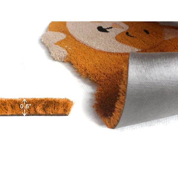 Orange Sleeping Cat Shaped Multi 30in. x 16in. Door Mat