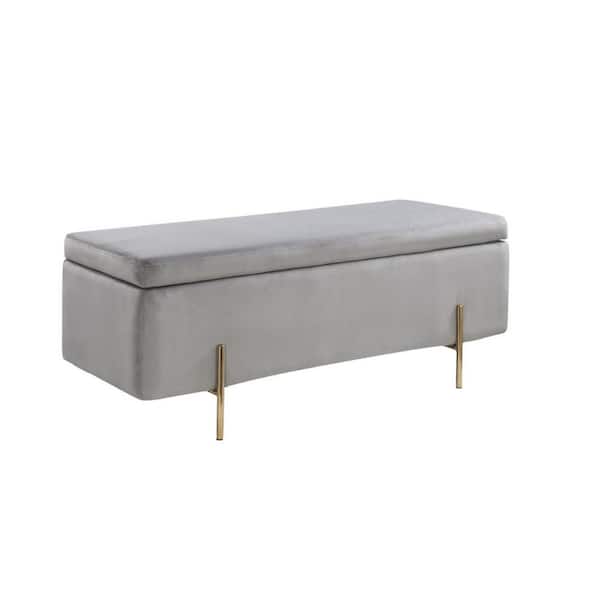 Benjara 45 in. Gold and Gray Backless Bedroom Bench with Wooden Frame