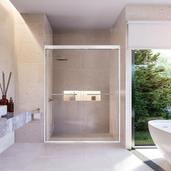 Altair Ennis 60 in. W x 76 in. H Sliding Framed Shower Door in Polished Chrome Finish with Clear Glass