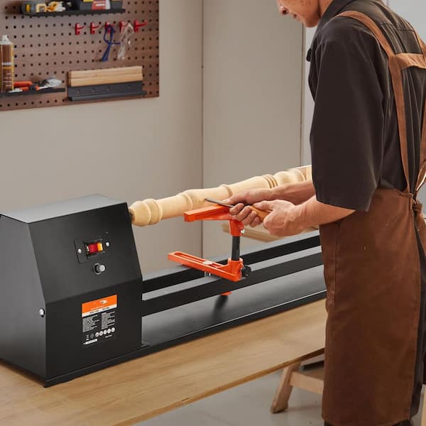 Tabletop Wood Lathe, Dimensions 14 in. x 40 in. 0.5HP 370-Watt 18 in. Features Variable Speeds 885/1245/1715/2425 RPM