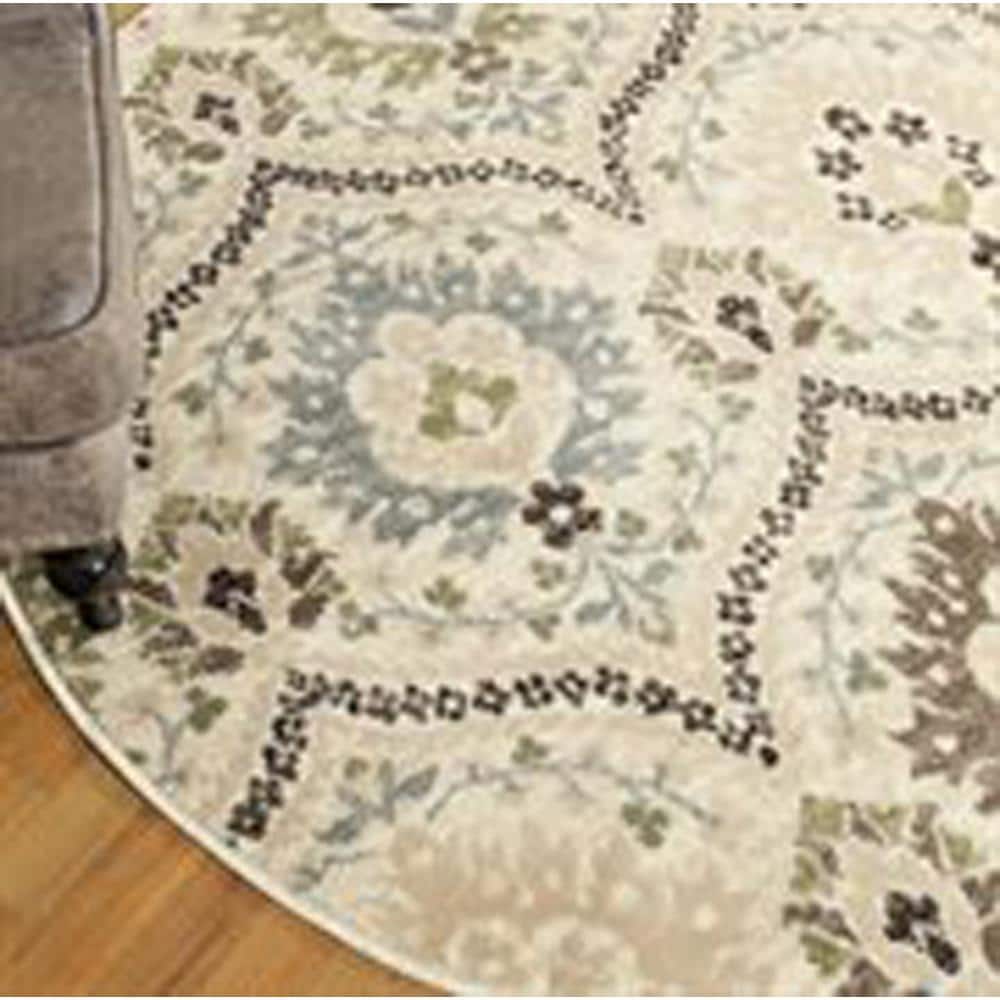 Augusta Multicolored Floral Damask 5' Round Synthetic Area Rug