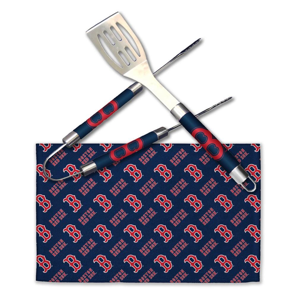 MLB Boston Red Sox Stainless Steel BBQ Grilling Tool Set with Team Logo Towel