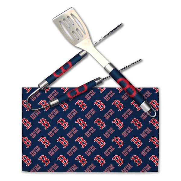 THE NORTHWEST GROUP MLB Red Sox Stainless Steel BBQ Grilling Utensil Set Outdoor Kitchen Accessories