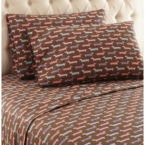 Micro Flannel 4-Piece Best in Show Geometric Full Sheet Set