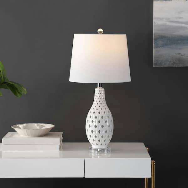 Harlem 25 in. White Table Lamp with White Shade