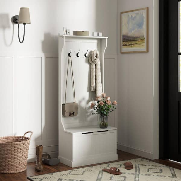 HOMCOM 3-In-1 Hall Tree with Shoe Storage, Standing Coat Rack with