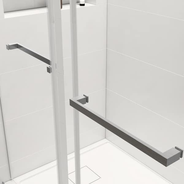 Unbranded - 60 in. W x 76 in. Double Sliding Frameless Shower Door in Brushed Nickel Without Buffer
