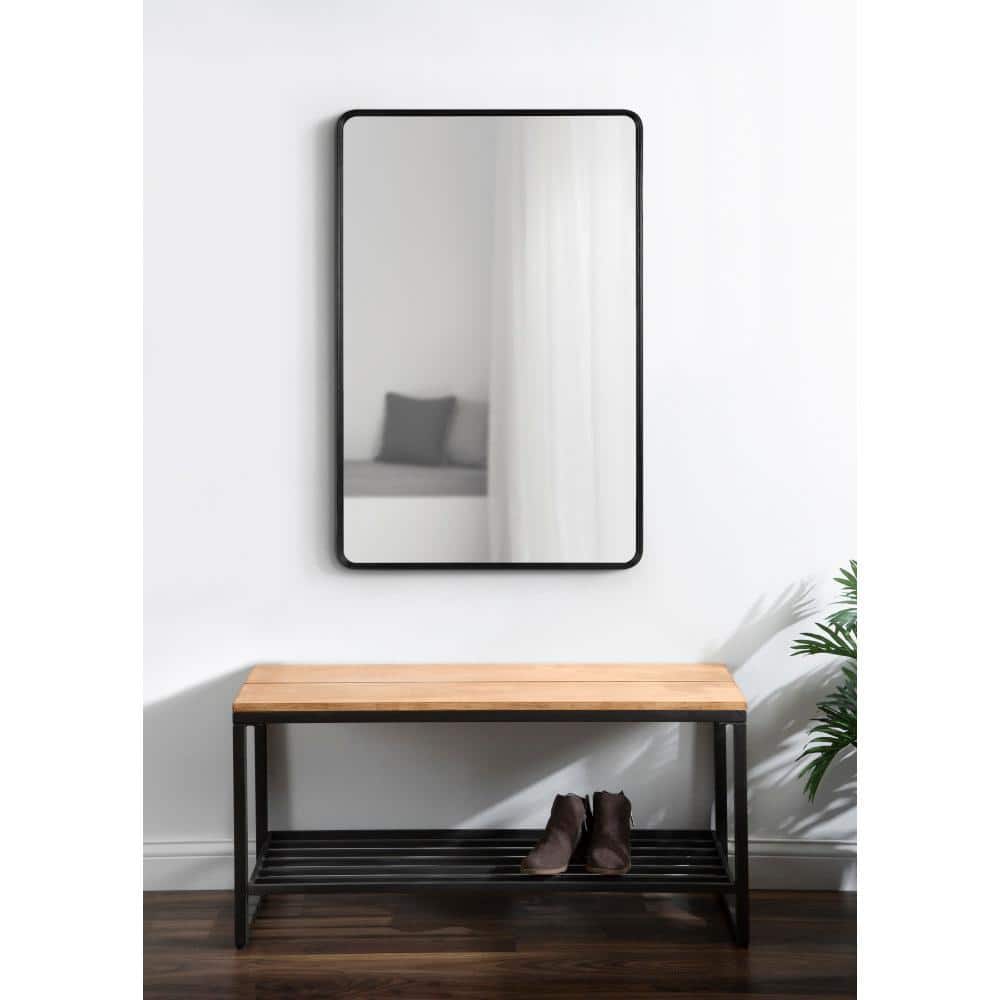 Gold Framed Rectangular Wood Wall Mirror, 24x36