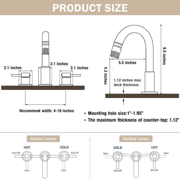 AKLFGN Double Handles 8 in. Widespread Bathroom Sink Faucet 3-Hole