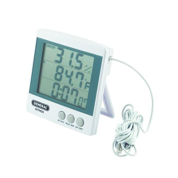 General Tools Digital Humidity and Temperature Monitor with Clock and Jumbo Display