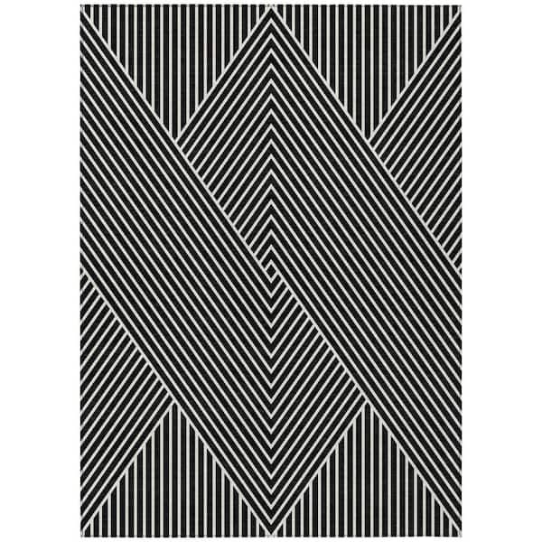 Chantille Machine Washable Indoor/Outdoor Abstract ACN937 Black 8 ft. x 10 ft. Area Rug