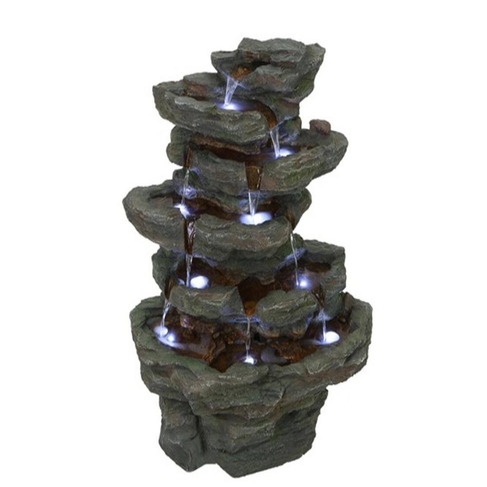 MULTI-LEVEL STONE FOUNTAIN WITH 9 LED LIGHTS