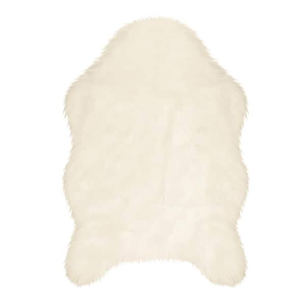 Jean Pierre Faux-Fur Ivory 3 ft. x 2 ft. Area Rug
