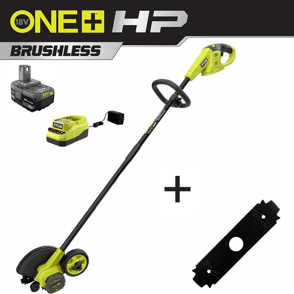 RYOBI ONE+ HP 18V Brushless Edger with Extra Edger Blade, 4.0 Ah
