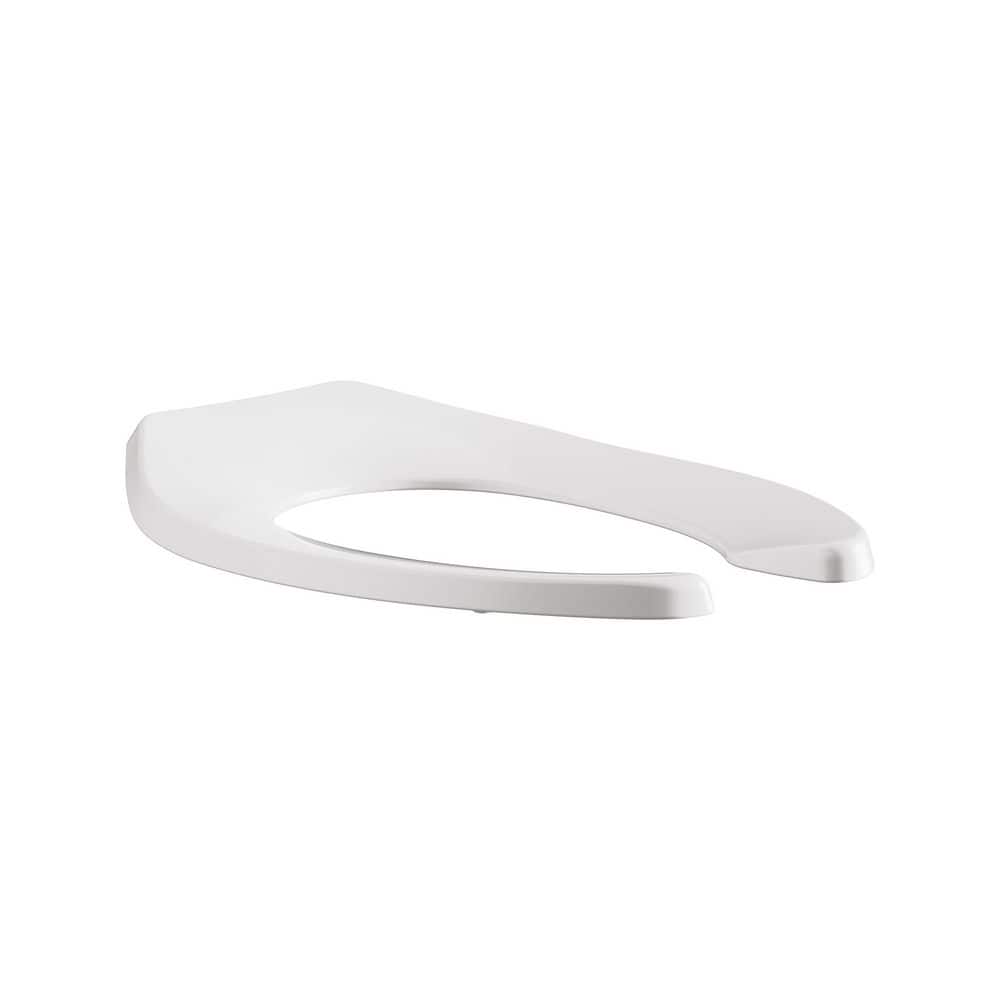 American Standard Commercial Elongated Open Front Toilet Seat – Stainless Steel Hinge, Solid Polypropylene, EverClean Surface, White