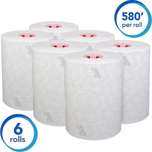580 ft. L White Paper Towel Roll (6-Rolls per Pack)