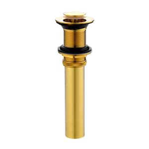 1-1/2 in. Brass Bathroom and Vessel Sink Push Pop-Up Drain Stopper with No Overflow in Brushed Gold