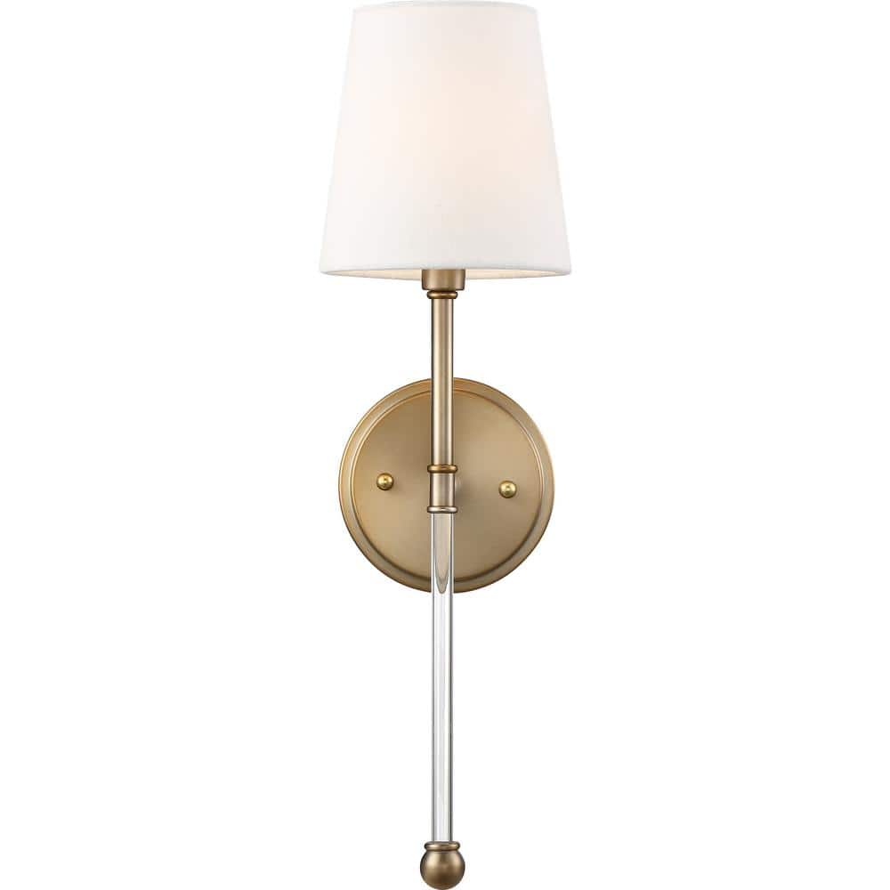 Olmstead Bronze and White Linen Wall Sconce