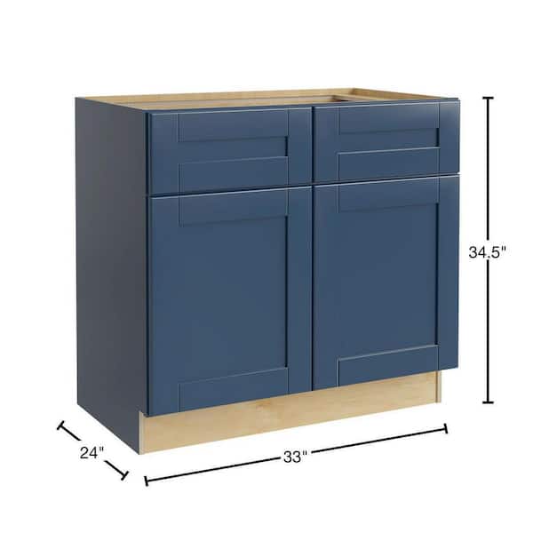 Contractor Express Cabinets Arlington Vessel Blue Plywood Shaker Stock Assembled Sink Base Kitchen Cabinet Soft Close 30 in W x 24 in D x 34.5 in H