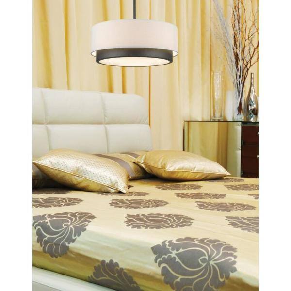 16" Bronze Drum Pendant Light with Glass Shade