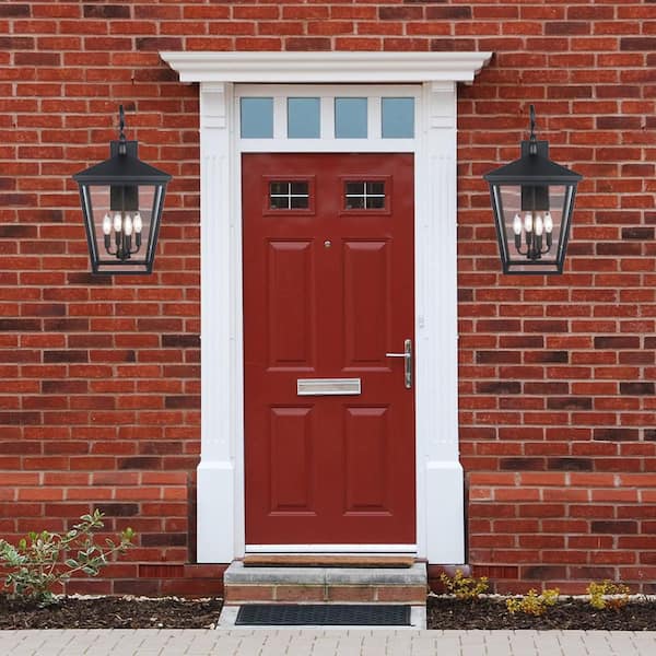 4-Light Black Extra Large Outdoor Wall Light Fixture with Clear Glass