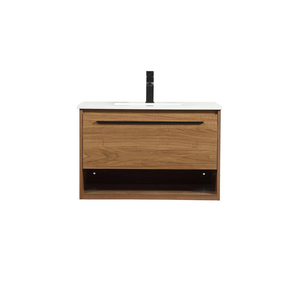 Timeless Home 18 in. W x 30 in. D x 19.7 in. H Bath Vanity in Walnut Brown 