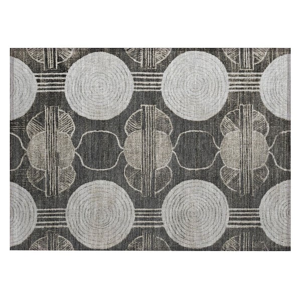 Chantille Machine Washable Indoor/Outdoor Abstract ACN3064 Graphite 2 ft. x 3 ft. Accent Rug